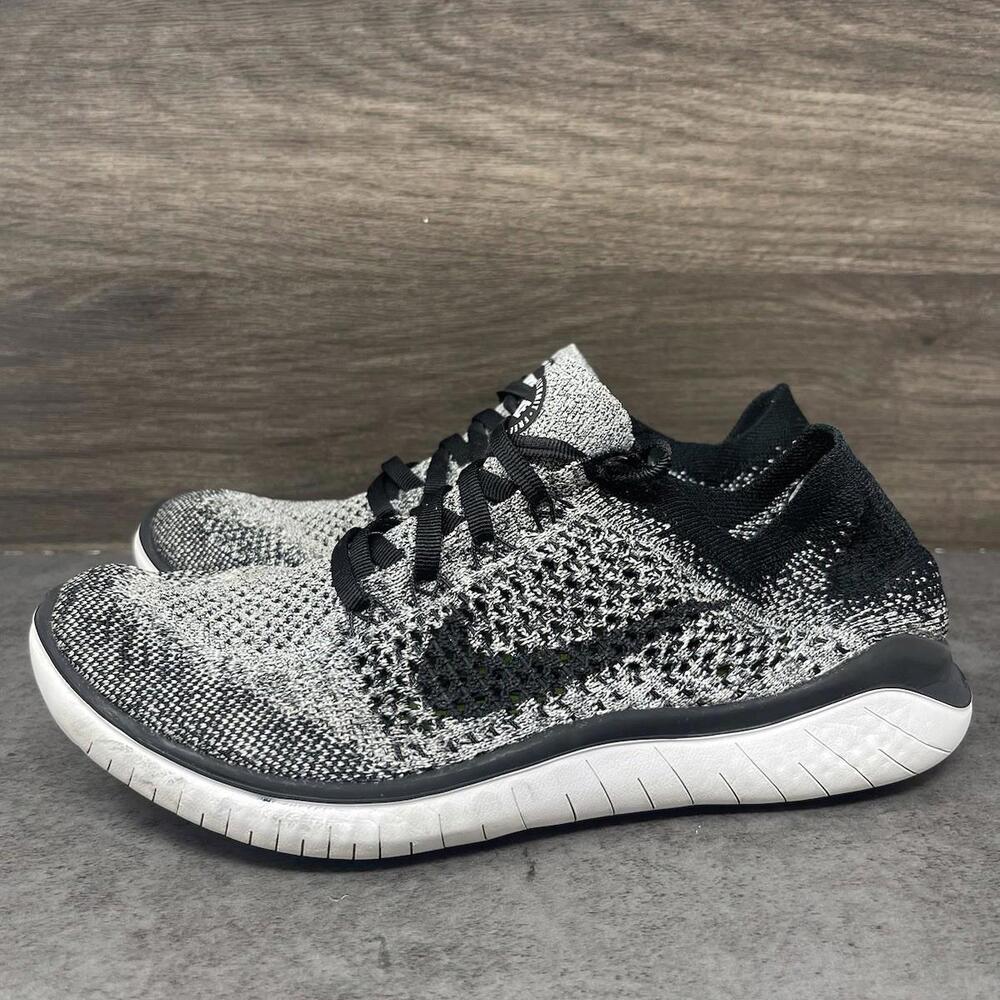 Nike Free RN Flyknit Shoes Womens Size 7.5 Black White Running Sneakers 942839-1
